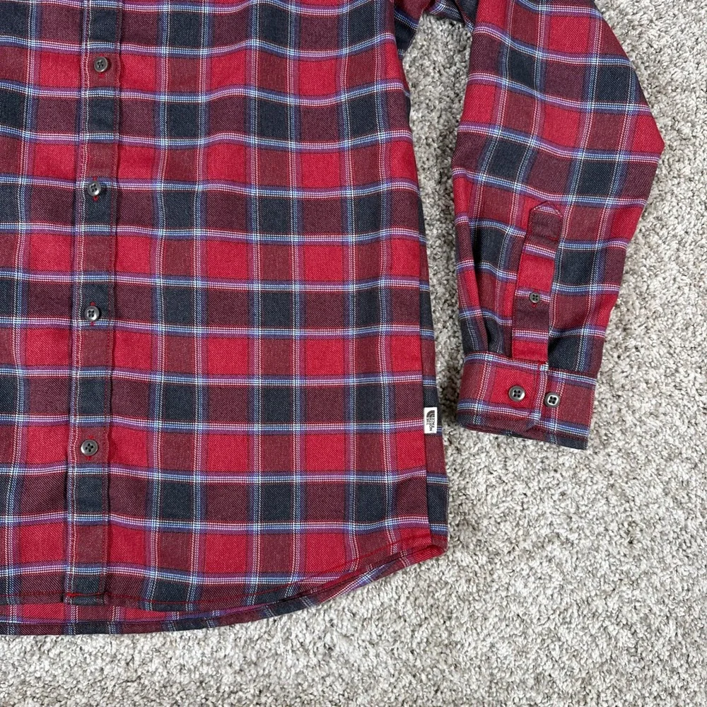 The North Face Shirt Mens Large‎ Red Black Plaid Button Up Long Sleeve